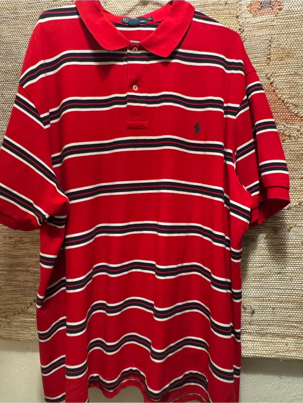 Polo by Ralph Lauren Red Striped Cotton Polo Shirt 3XB